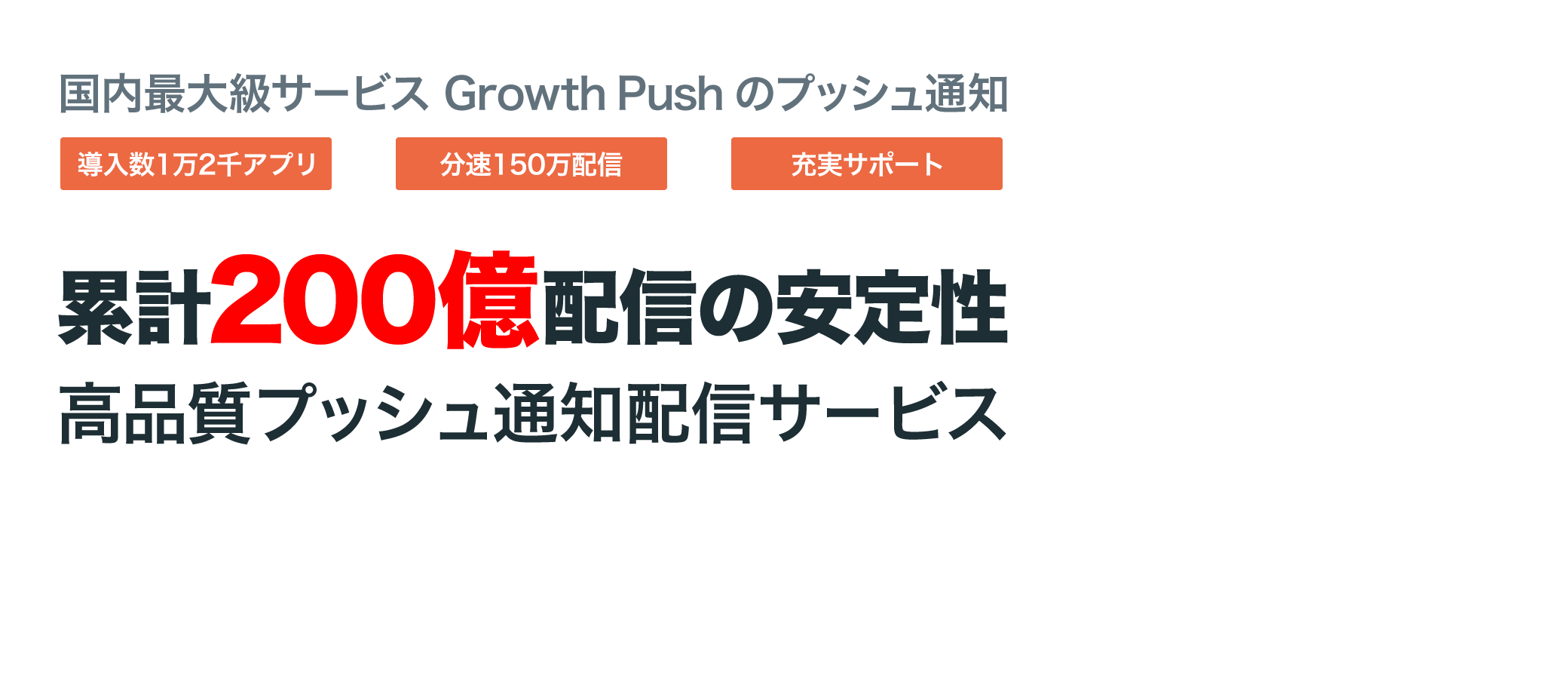 国内最大級サービス Growth Push のプッシュ通知 国内最速 分速150万配信 高速プッシュ通知配信サービス